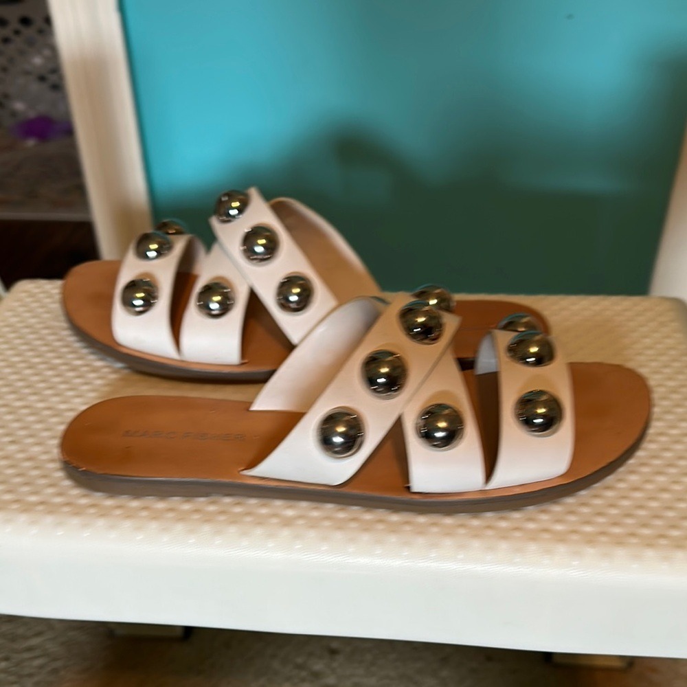 Marc Fisher White Studded Women's Sandals